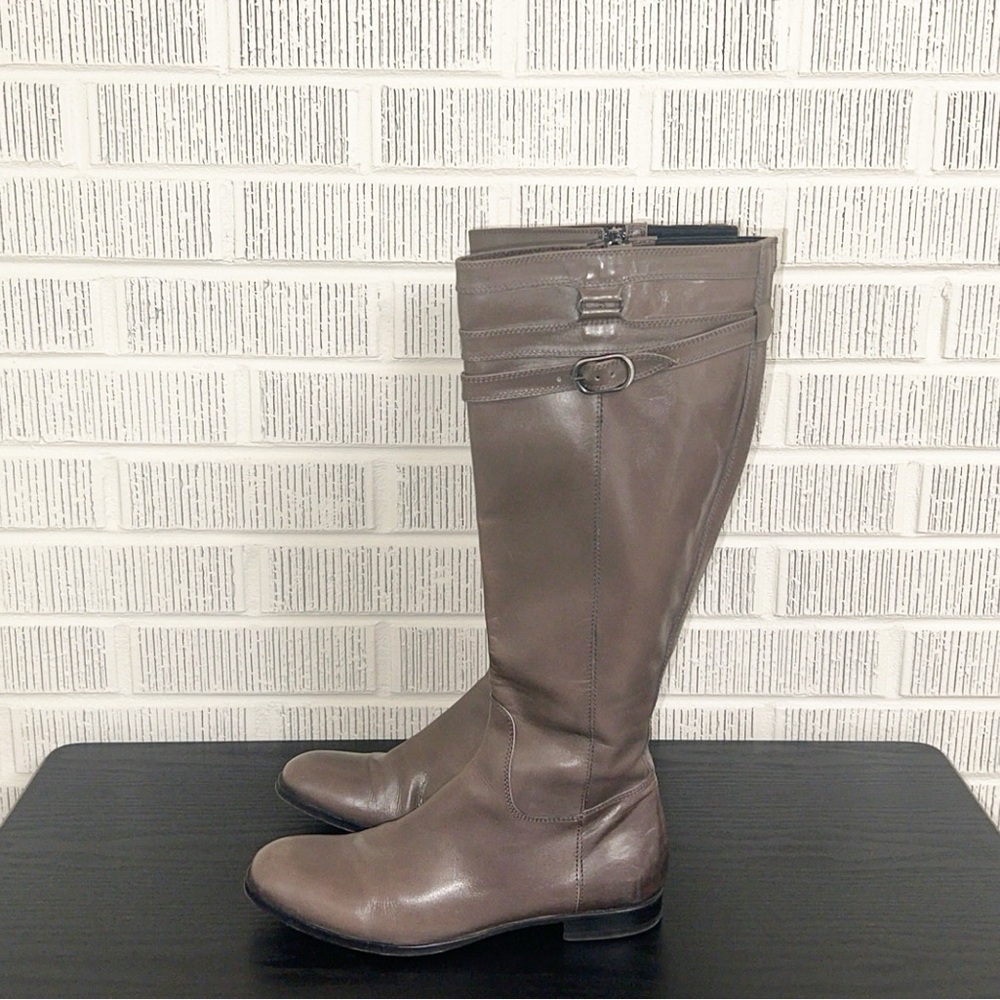 AGL Knee-High Leather Taupe Boots